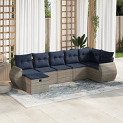 Set Divani da Giardino 7 pz con Cuscini Grigio in Polyrattan 3325607