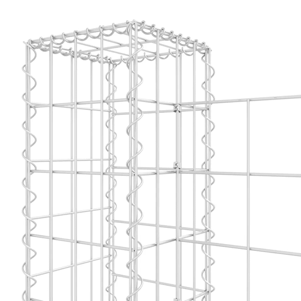 Cesto Gabbione a U con 2 Pali in Ferro 140x20x100 cm