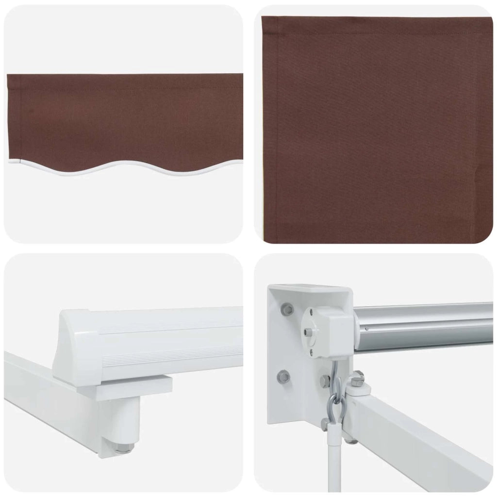 Tenda retrattile manuale con LED Marrone e bianco 4 × 3 m 3419290