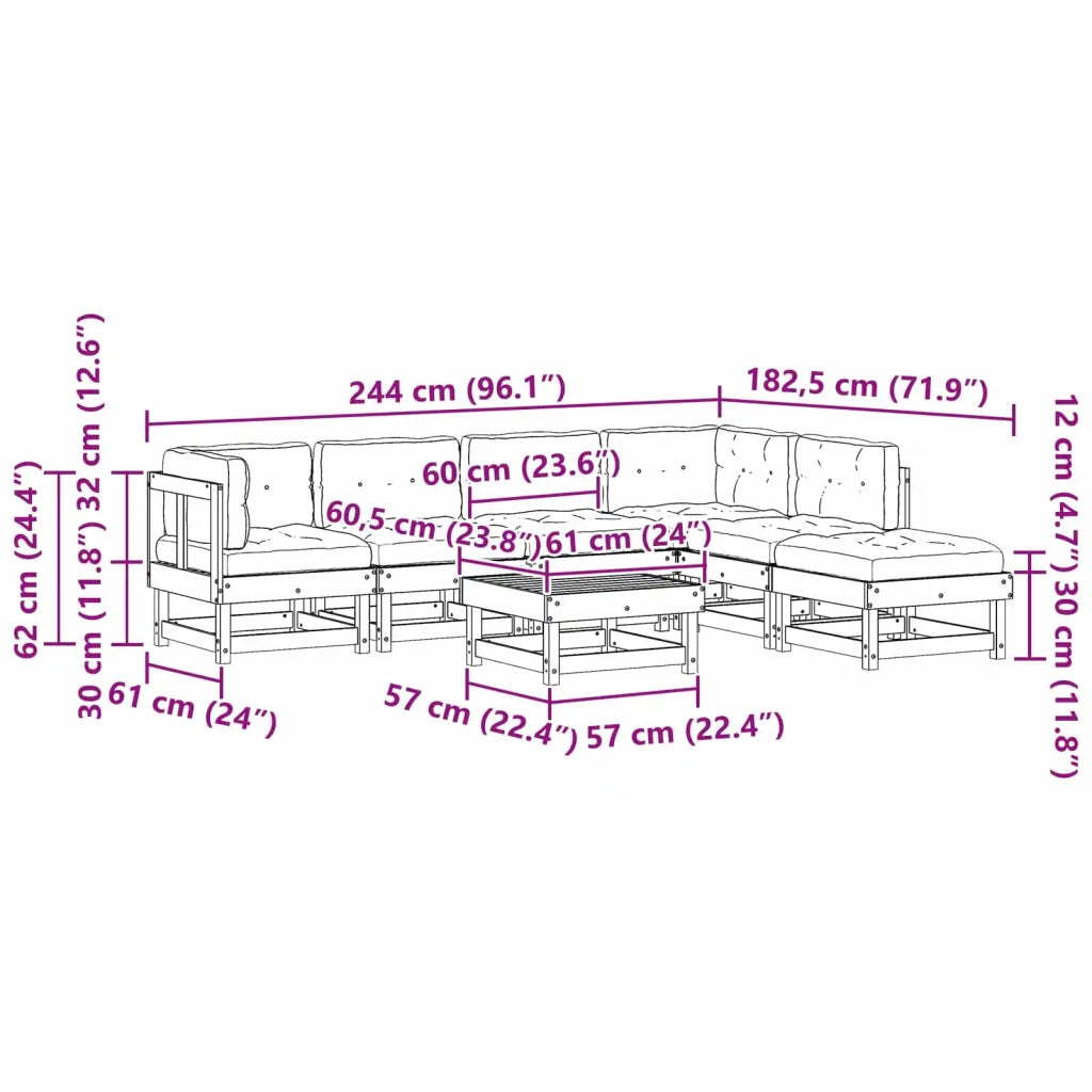 Set Lounge da Giardino 7 pcs Marrone Cerato 3418071