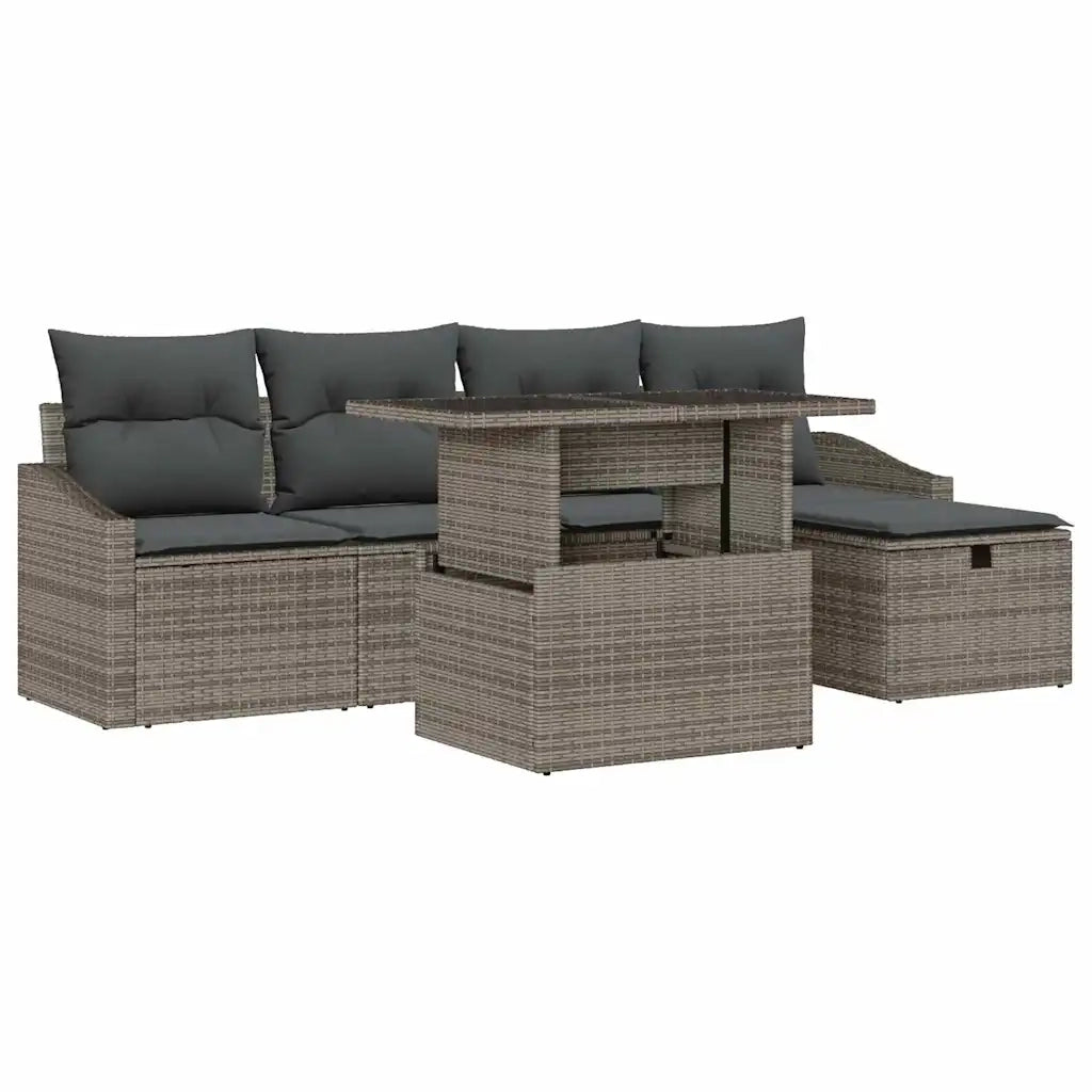 Set Divano da Giardino 6 pcs Grigio polyrattan 3361158