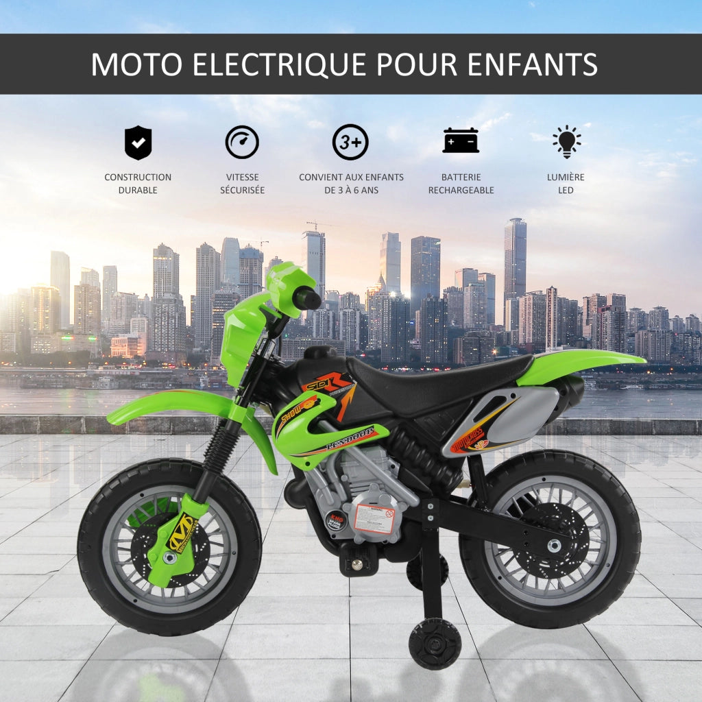 Moto Elettrica per Bambini ¨C Minimal ¨C Verde e Nero 3-6 Anni