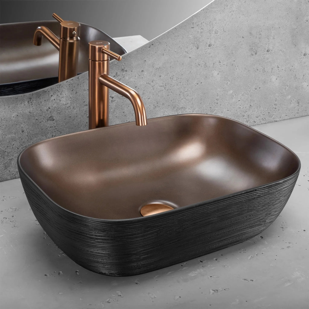 Lavabo Da Appoggio Rea Belinda Copper Brush / Black