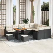 Set Divano da Giardino con cuscino 12 pcs Nero polyrattan 3362690