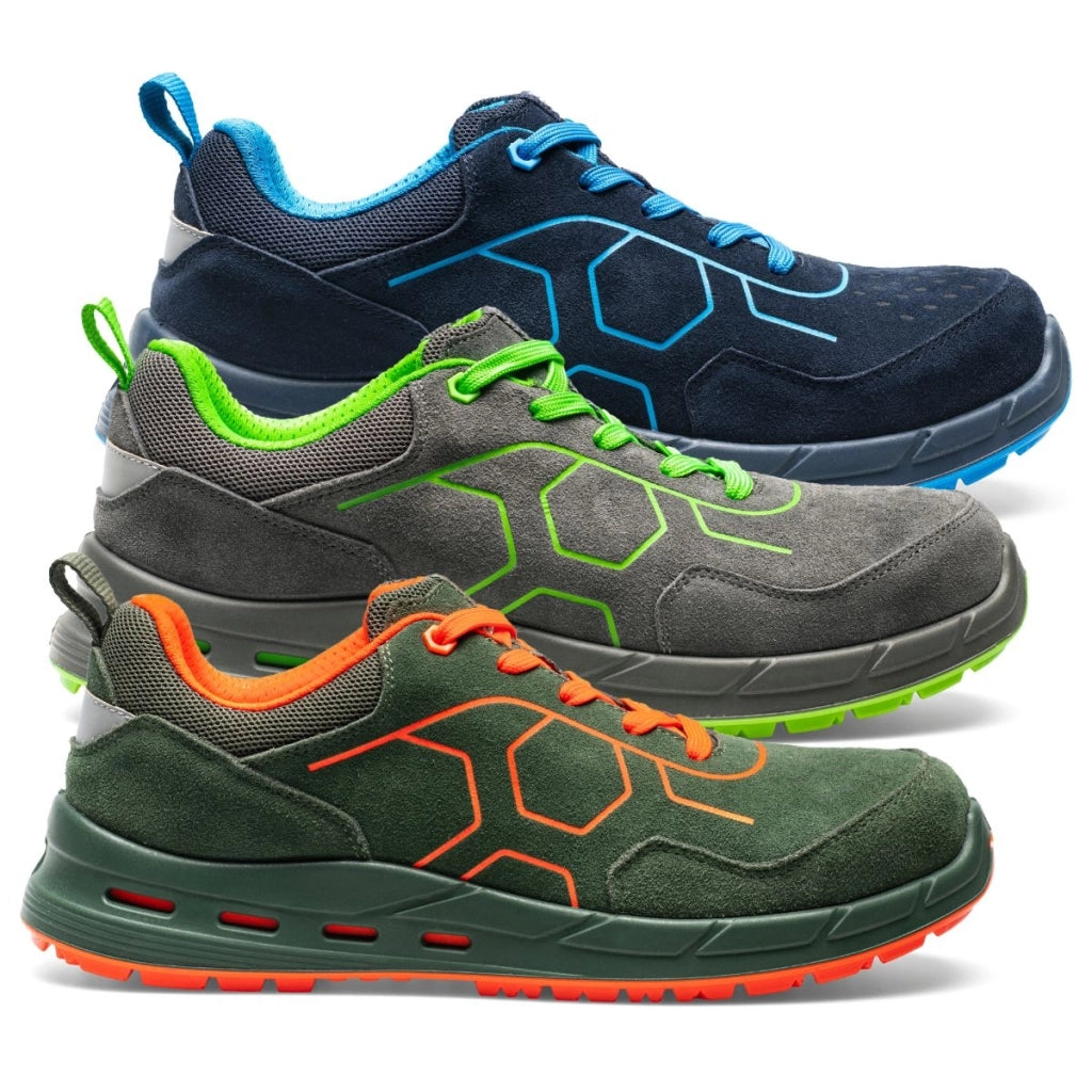 Scarpe da Lavoro Antinfortunistiche Basse S1SP ESD Pelle Scamosciata | Sottozero Modello NORAD Grigio/Verde/45