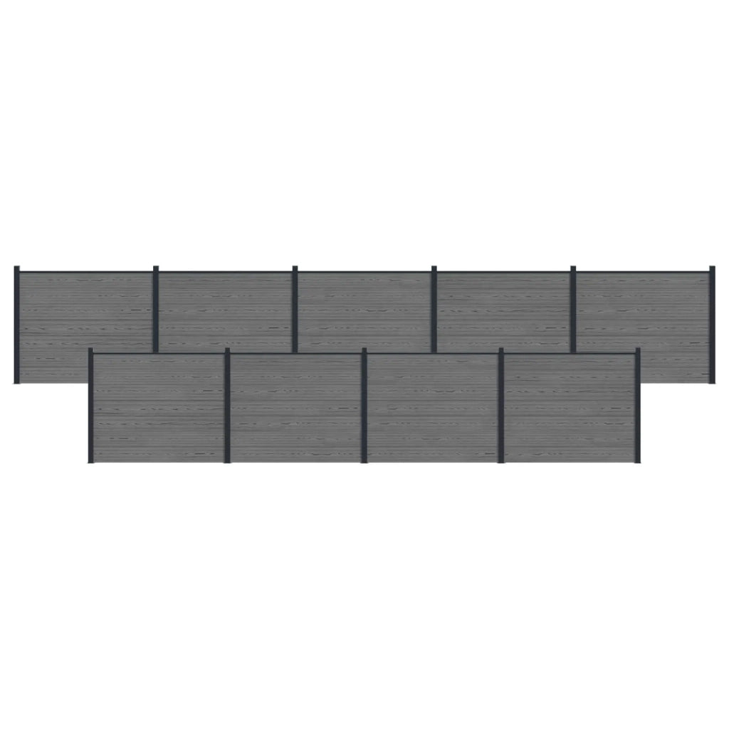Pannello di Recinzione 9 pcs WPC e Alluminio Grigio