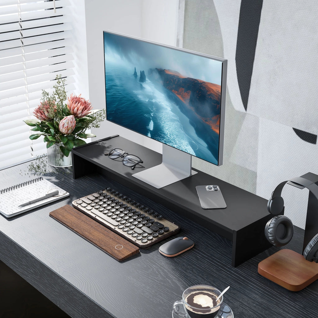 Supporto Monitor PC da 100 cm - Xylo - Nero con 2 Compartimenti