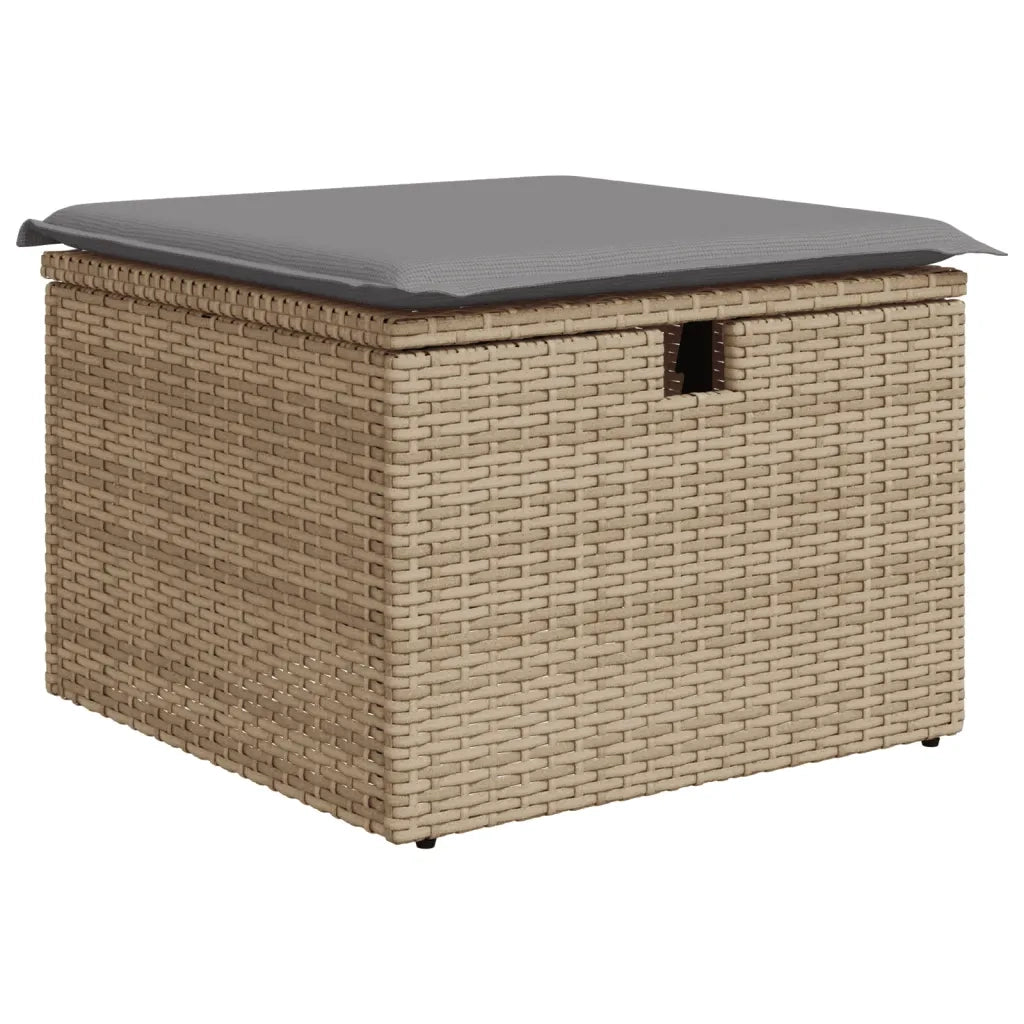 Set Divano da Giardino 9 pz con Cuscini Beige in Polyrattan