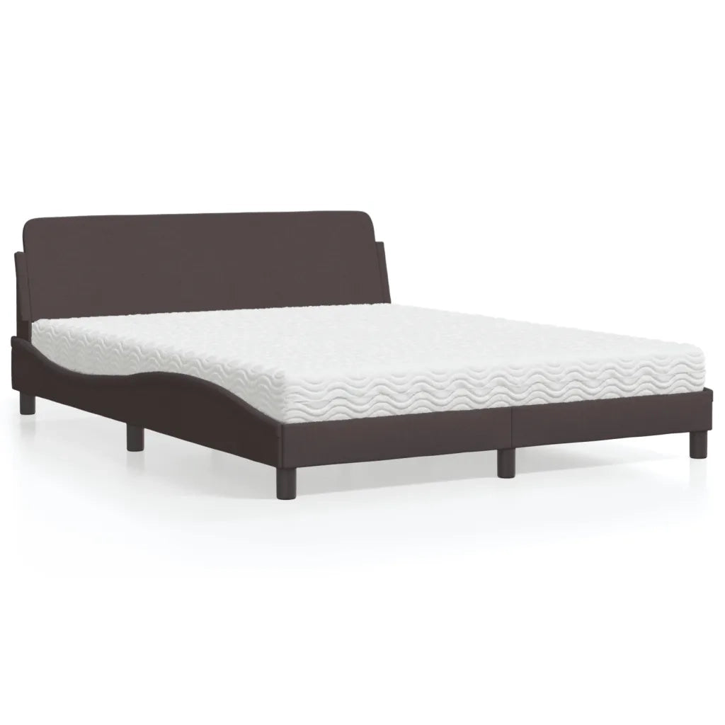 Letto con Materasso Dover Marrone Scuro 160x200cm Tessuto