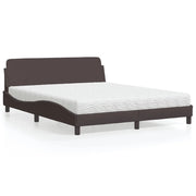 Letto con Materasso Dover Marrone Scuro 160x200cm Tessuto
