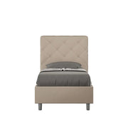 Letto singolo con rete imbottito 90x210 similpelle tortora Priya