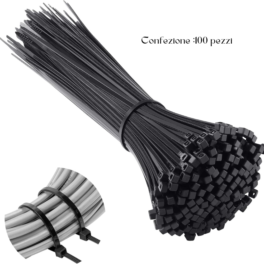 Fascette raytech per cablaggio nylon resistenti e autoestinguenti *** colore nero, dimensioni 4,8 x 360 millimetri, c...