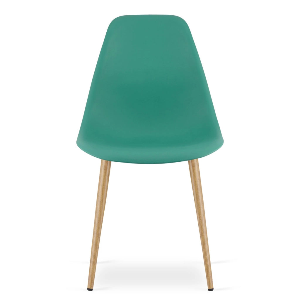 Sedia scandinava WAT verde con gambe effetto legno