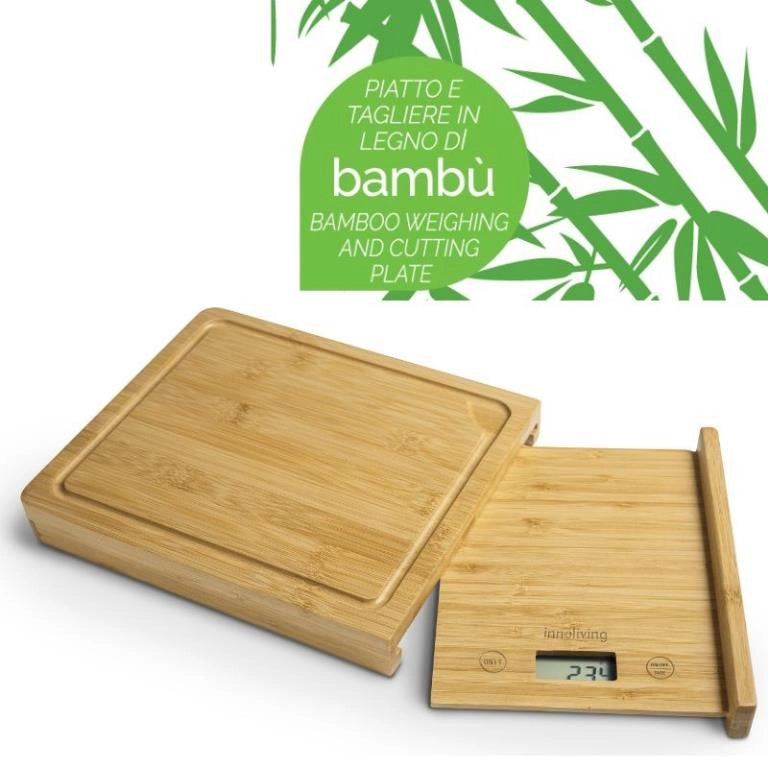 Bilancia da Cucina Digitale in Bamboo con Tagliere Max 5 Kg Innoliving