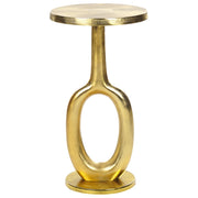 Tavolino in metallo dorato con piano in alluminio, design retrò, arredamento per la casa ⌀ 29 cm