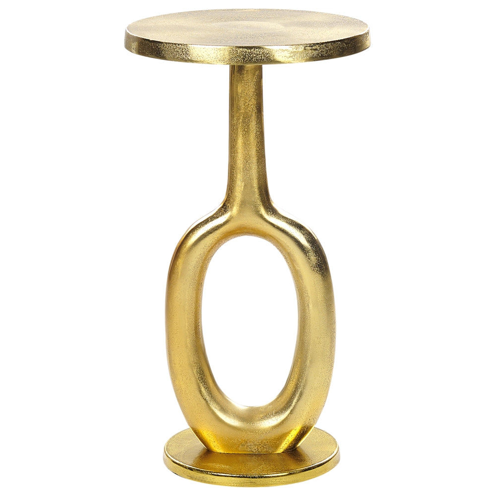 Tavolino in metallo dorato con piano in alluminio, design retrò, arredamento per la casa ⌀ 29 cm