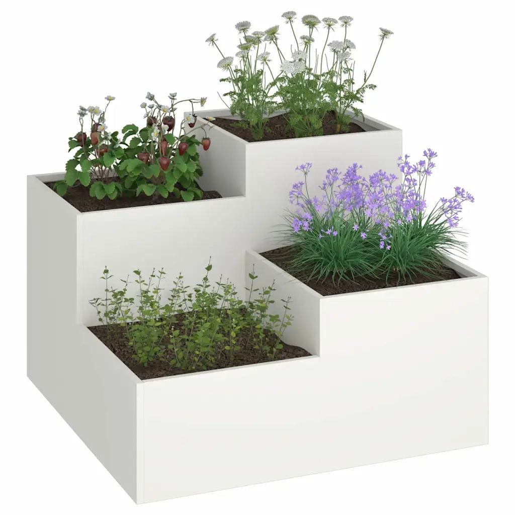 Vaso da giardino Bianco 80 x 80 x 60 cm Acciaio