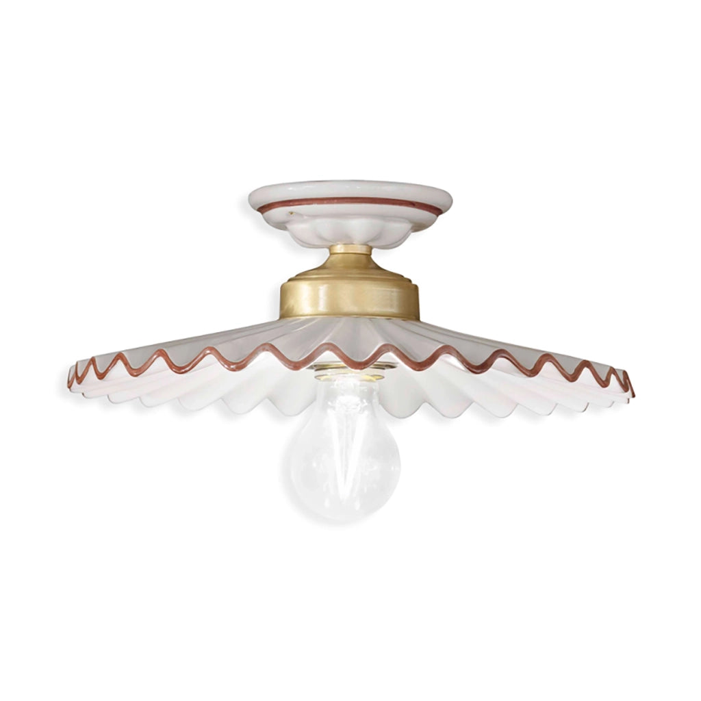 Plafoniera Classica L&aposAquila Ottone E Ceramica Decorato Diam. 31Cm Luce E27