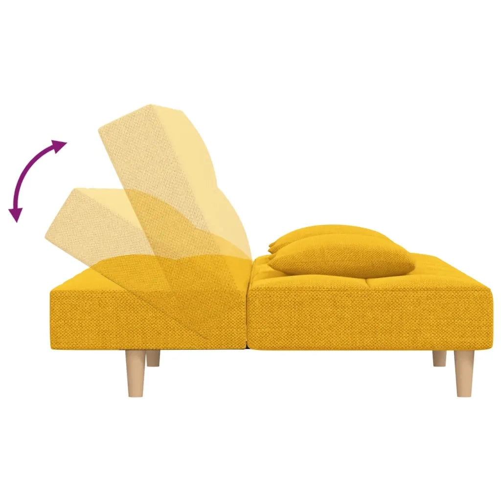 Divano Letto a 2 Posti con 2 Cuscini-Sofa Letto 2 Posti-Daybed Giallo in Tessuto 706069