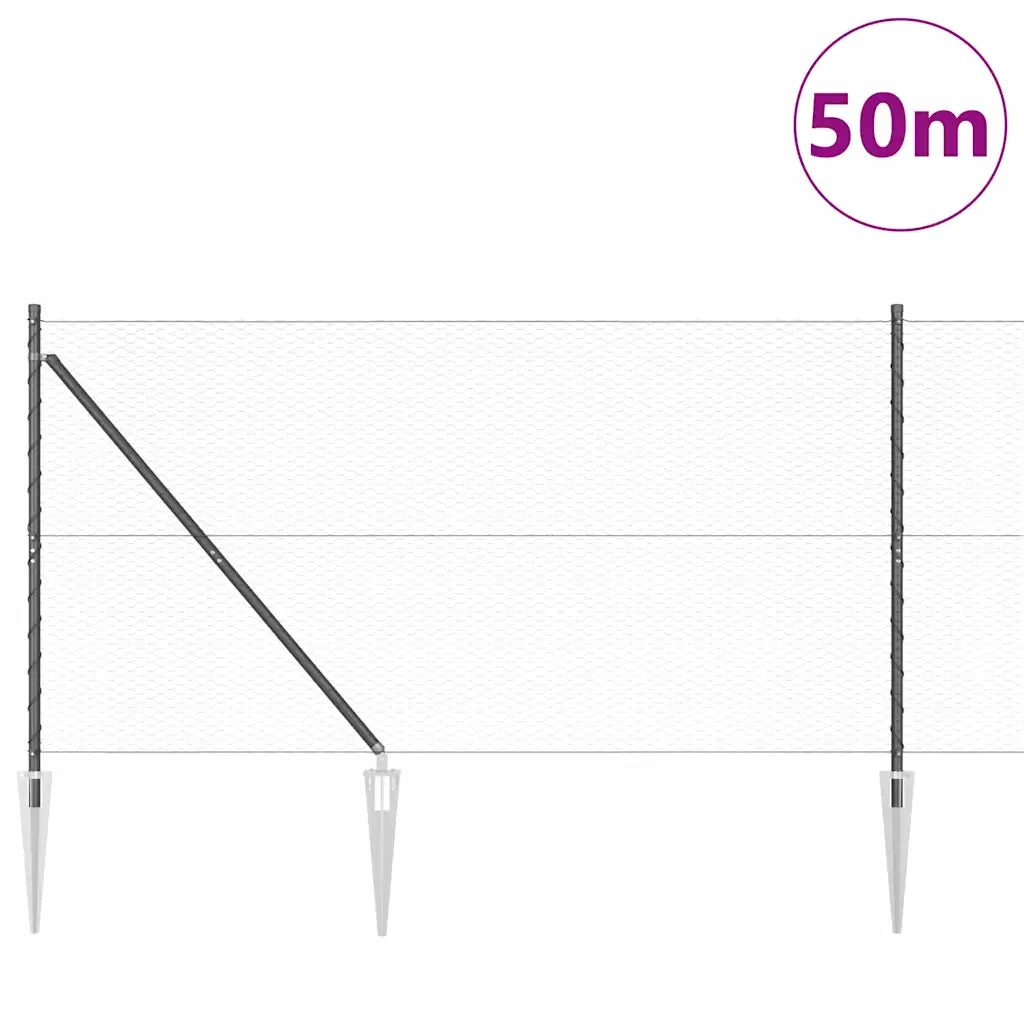Palo della recinzione Grigio 50 x 1,2 m (25 mm rete)