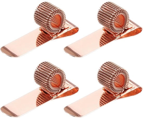 4 pacchi di clip per penne in metallo con lente regolabile, organizzatore per penne e matite con lente orizzontale singola per quaderno, cartellino, roségold.