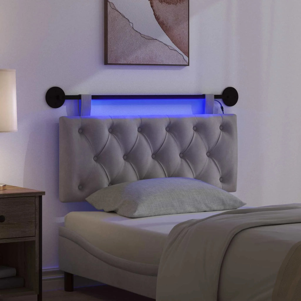 Testiera | Testata sospesa Con luce LED Grigio Chiaro Velluto