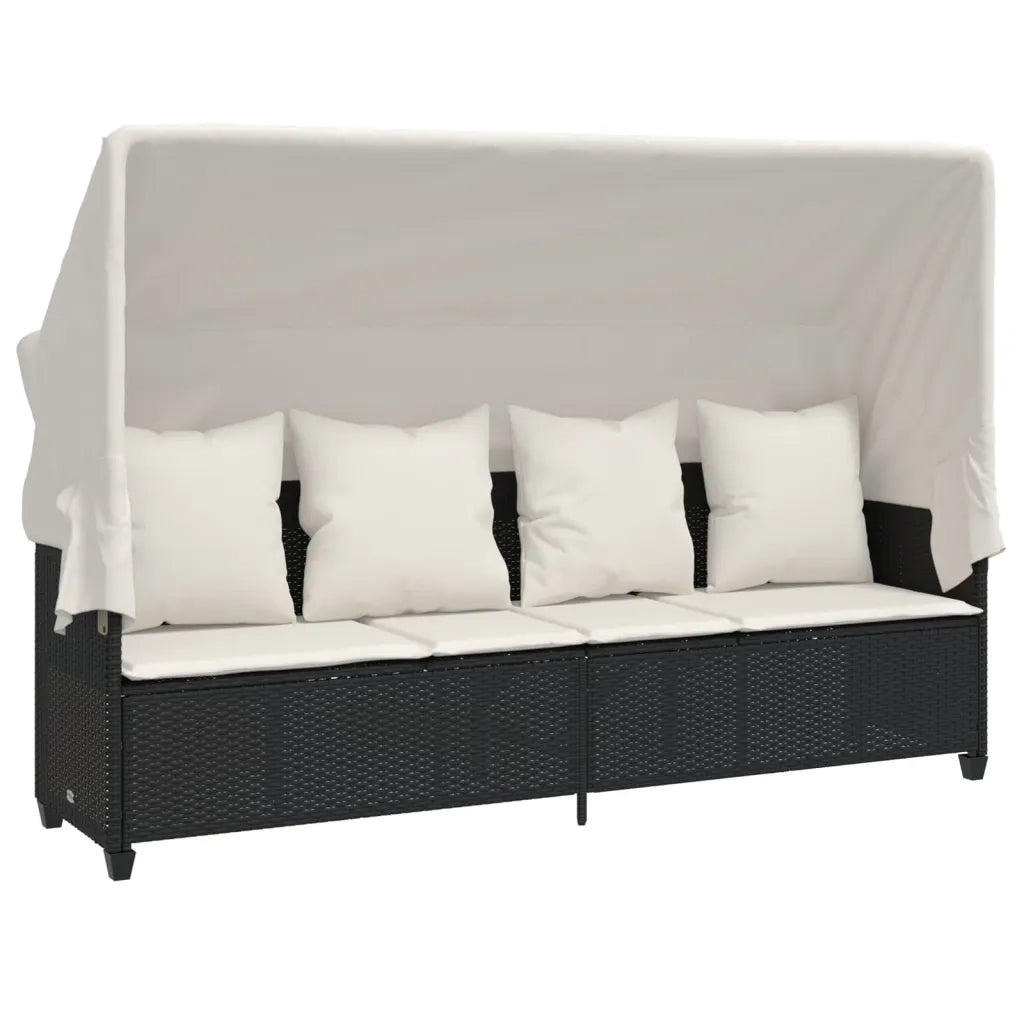 Set Divani da Giardino 5 pz con Cuscini in Polyrattan Nero 3261551