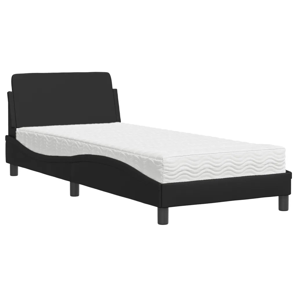 Letto con Materasso Dover Nero 90x200 cm in Similpelle