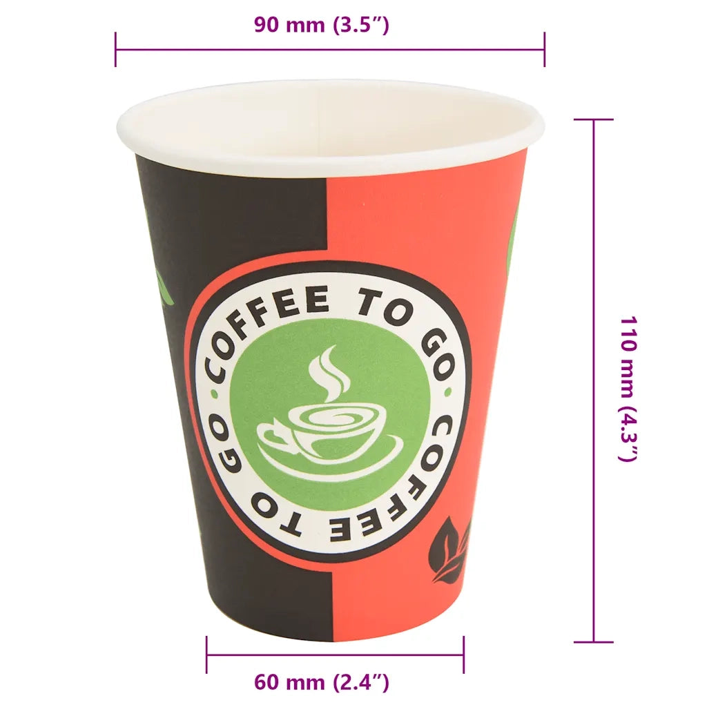 Bicchieri da Caffè in Carta 1000 pz 12oz 300ml Rosso e Nero 4102788
