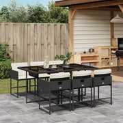 Set da Pranzo da Giardino 7 pz Nero con Cuscini in Polyrattan 3211266