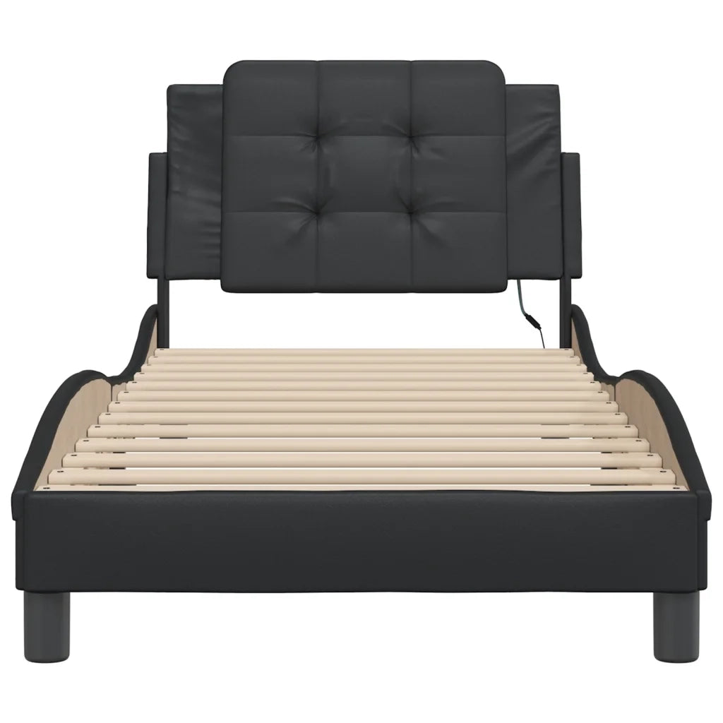 Giroletto con LED senza Materasso-Struttura Letto Zadar Nero 80x200 cm