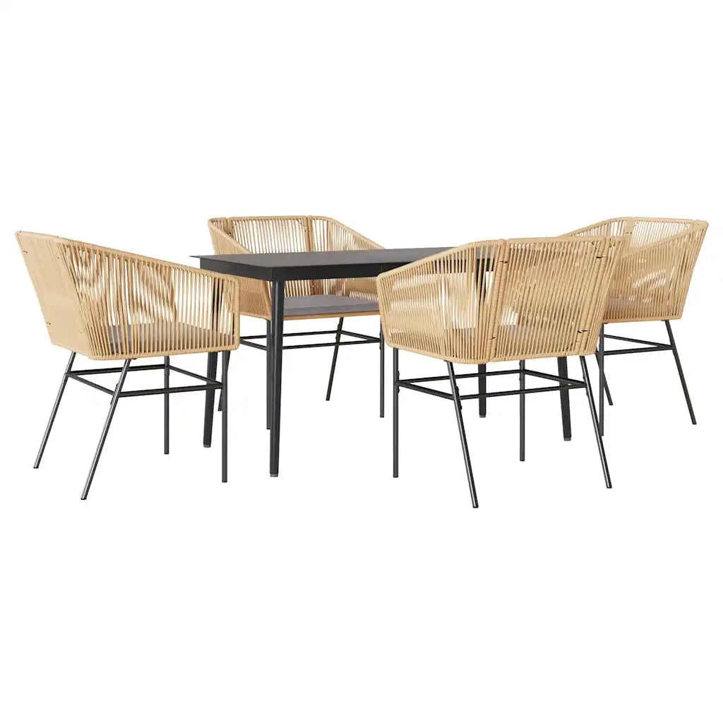 Set da Pranzo da Giardino 5pz con Cuscini Polyrattan Vetro 3334522