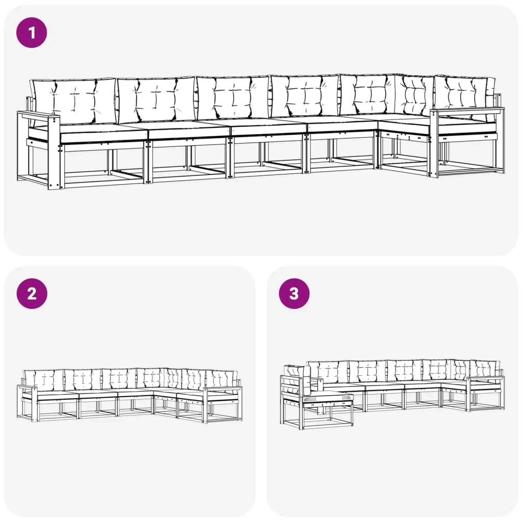 Set di divani da esterno 4 pz Bianco e Antracite Poliestere 3386521