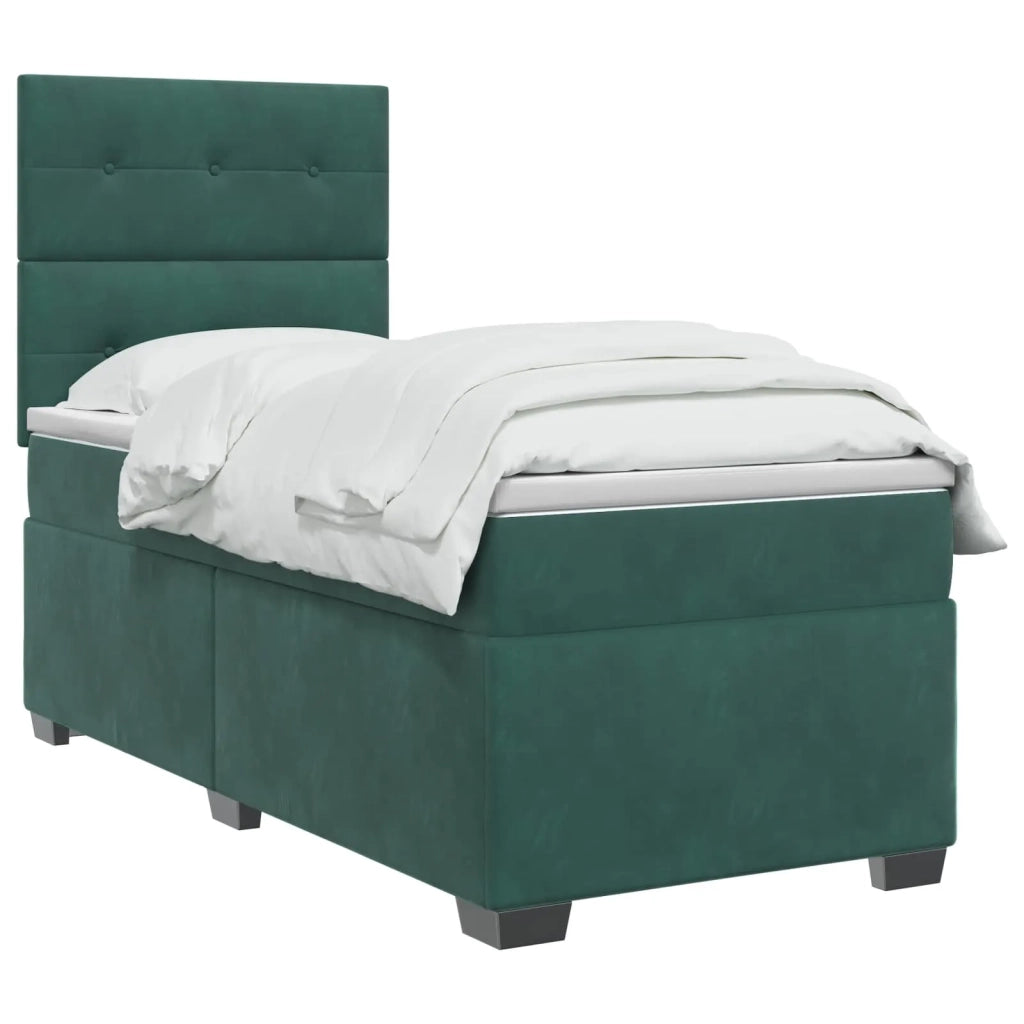 Letto box spring con materasso Verde Scuro 100 x 200 cm Velluto 3453587