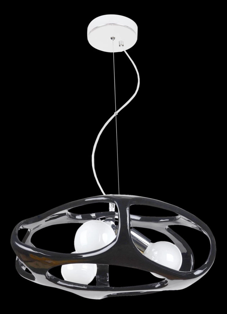 Lampadario a sospensione Lampex Amano nero 3xE27 Ø40cm