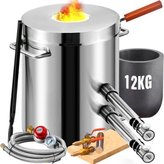 Set di Cucina a Propano - 12 KG - Due Fiamme - Padella - Forno a Fiamma con Prestazioni Elevate