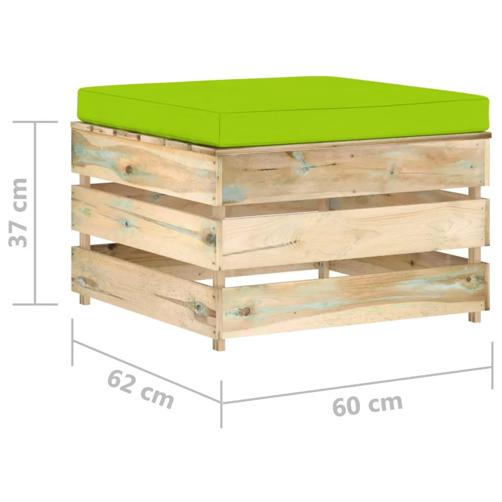 Set Divani da Giardino con Cuscini 2 pz Legno Impregnato Verde 3074542