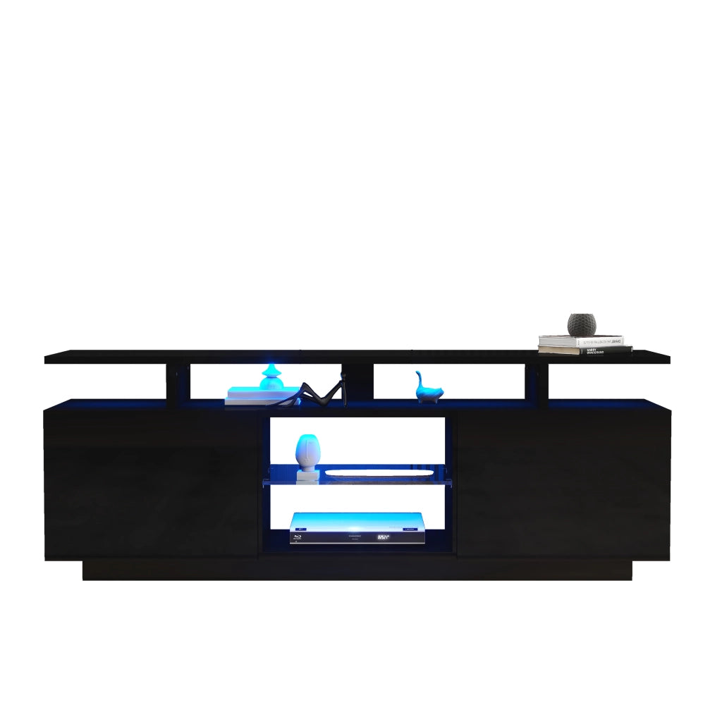 Cassettiera per TV nera in truciolato lunghezza 140 cm