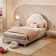 Letto Singolo Imbottito con Testiera LED a Nuvola ¨C MINIMAL ¨C Velluto Beige 90x200