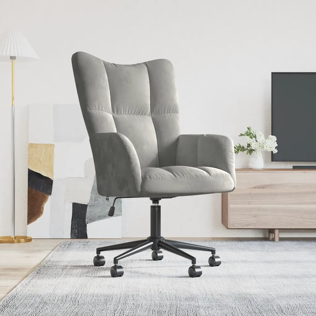 Sedia Relax Grigio Chiaro in Velluto 328172