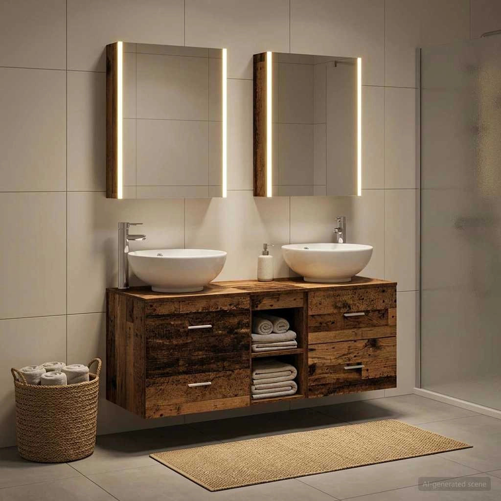 Set di mobili per il bagno 5 pz Legno antico 3406973