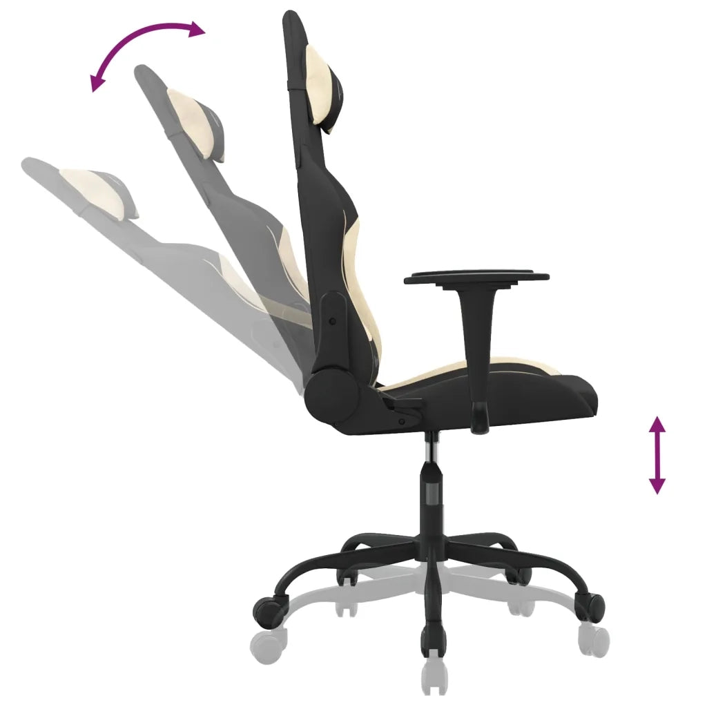 Sedia da Gaming Nero e Crema in Tessuto 345469