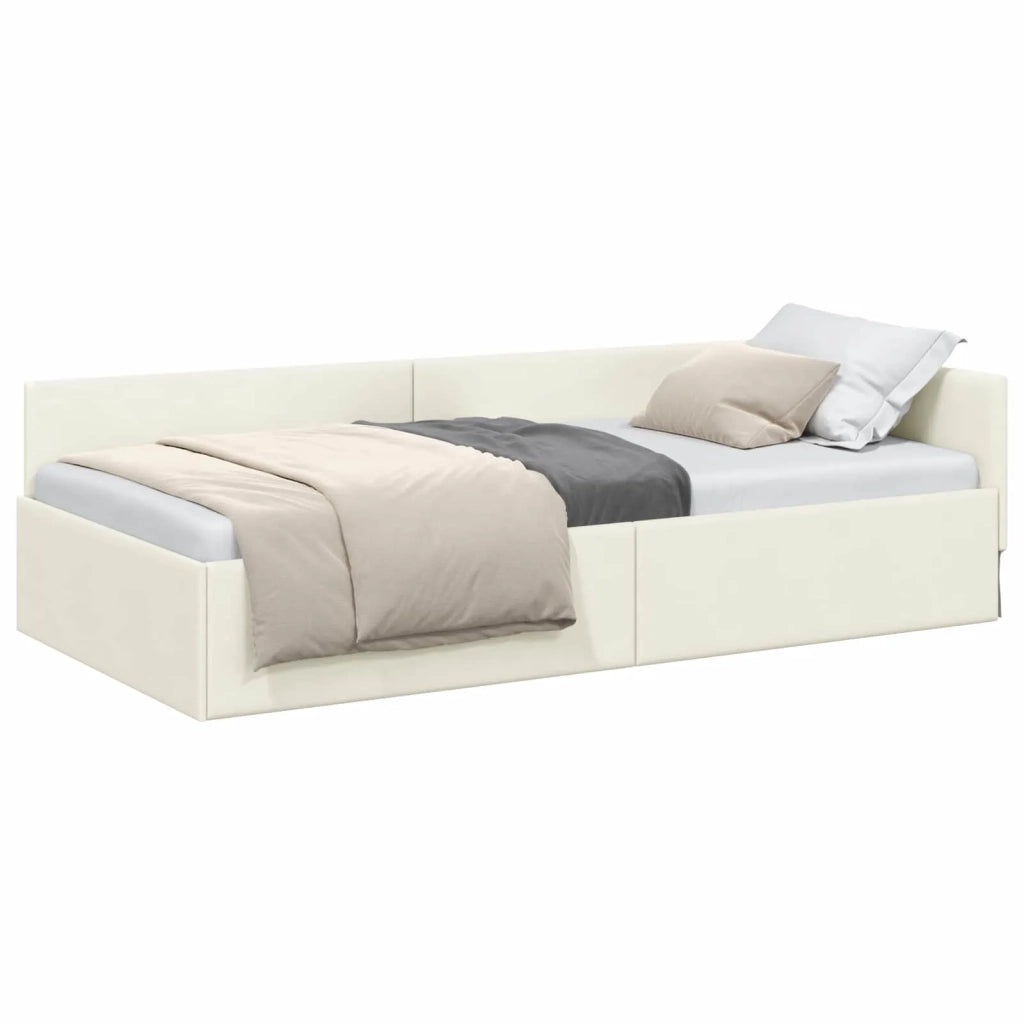 Cornice del letto ad angolo Crema 80 cm x 200 cm Velluto