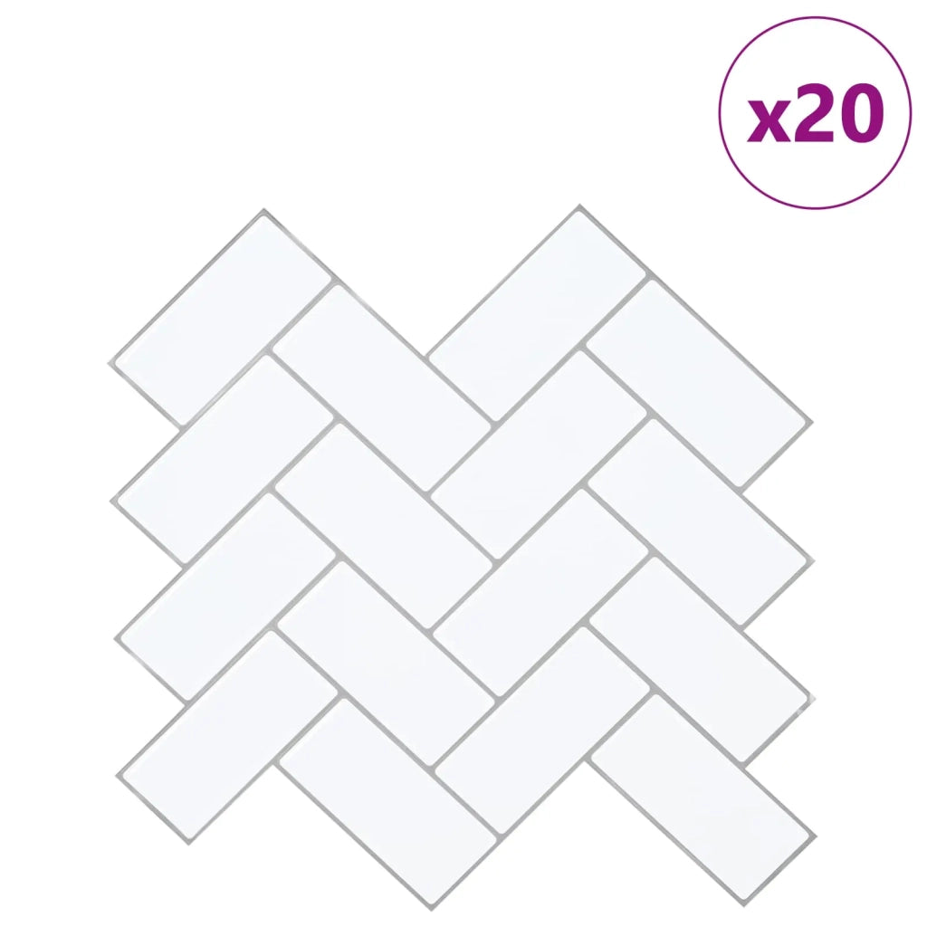 Piastrella a Spina di Pesce 20 pcs Bianco e Grigio 30 x 30 cm 42046181