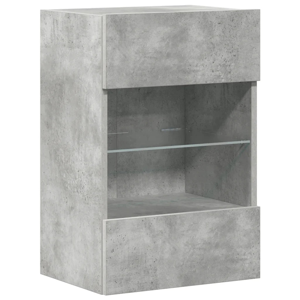 Mobili da parete con luci LED per TV 2pz | Armadietto TV | Mobile Porta TV Grigio Cemento 40x30x60,5cm