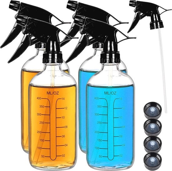 Spruzzatori in vetro da 500 ml - 4 pezzi per capelli e pulizie
