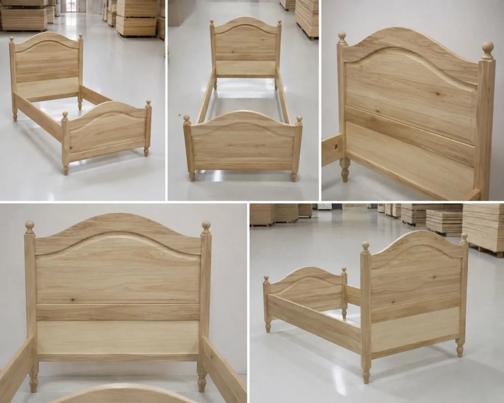 Letto 1 piazza e mezza arte povera legno grezzo 129x212x112 - Mobili 2G