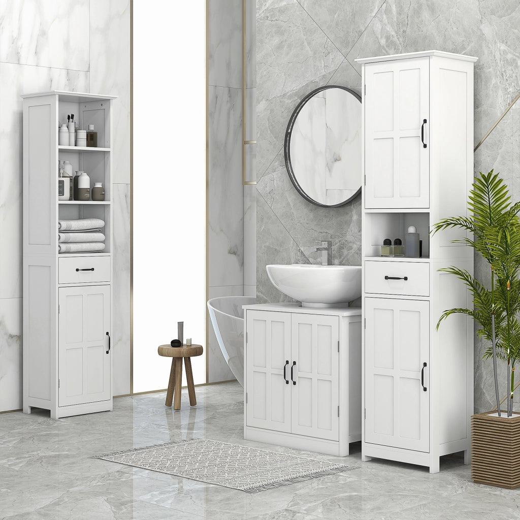 Mobile Sottolavabo con 2 Ante e Scaffale Regolabile ¨C zephmum ¨C Bianco