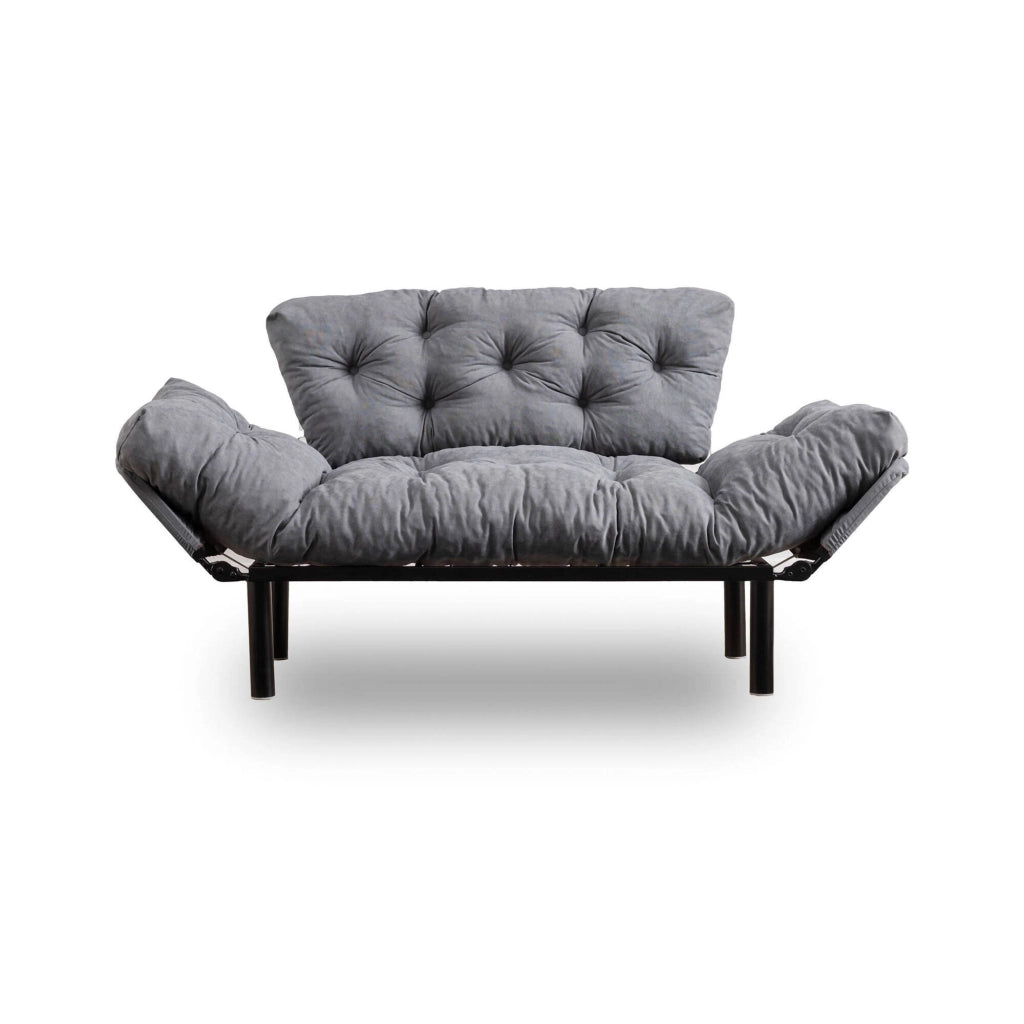 Guchol, Divano Letto 2 Posti Contenitore, 155x70 cm Grigio