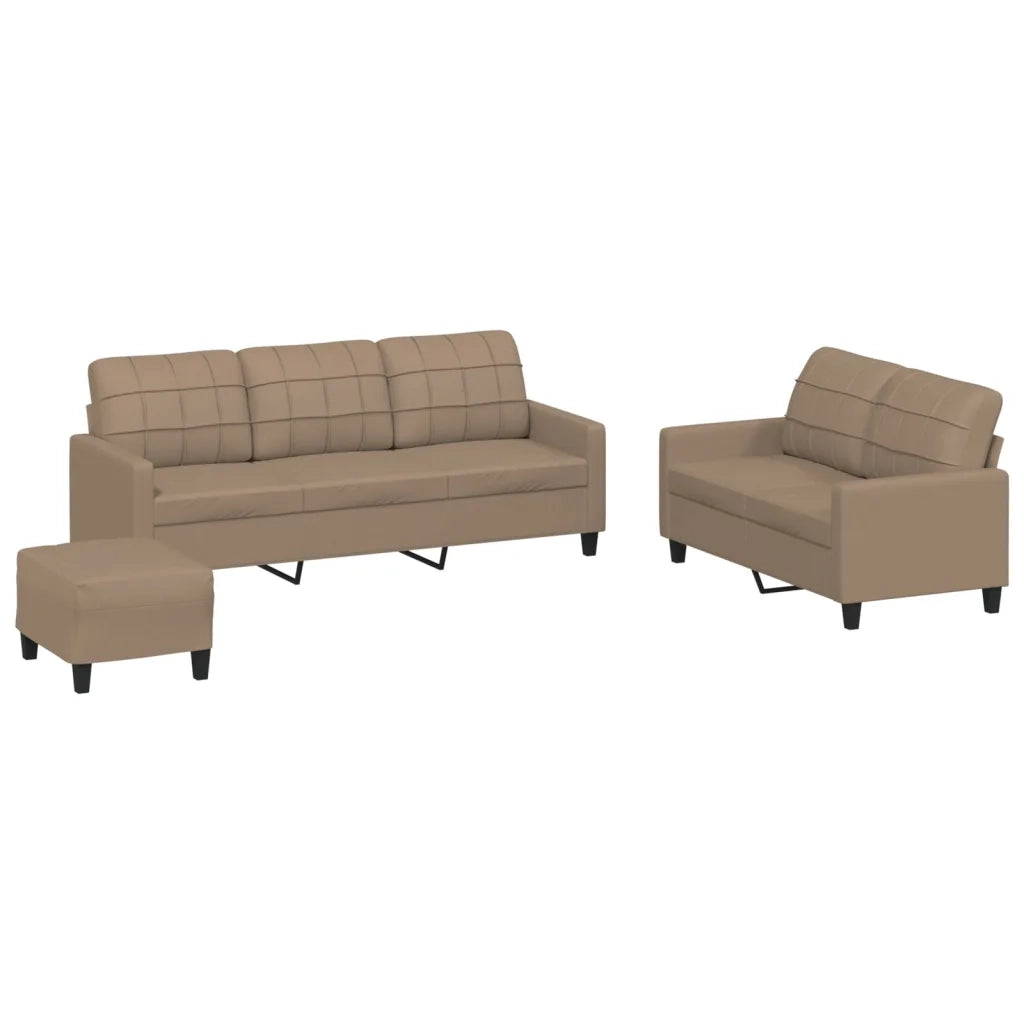 Set di Divani 3 pz con Cuscini cappuccino in Similpelle 3201387